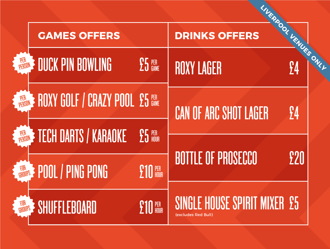 Games and drinks offers